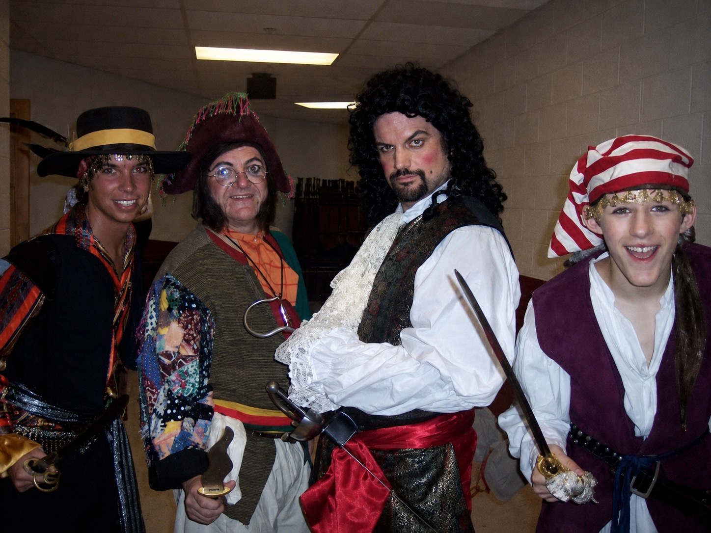 Captain Hook and Peter Pan pirates backstage